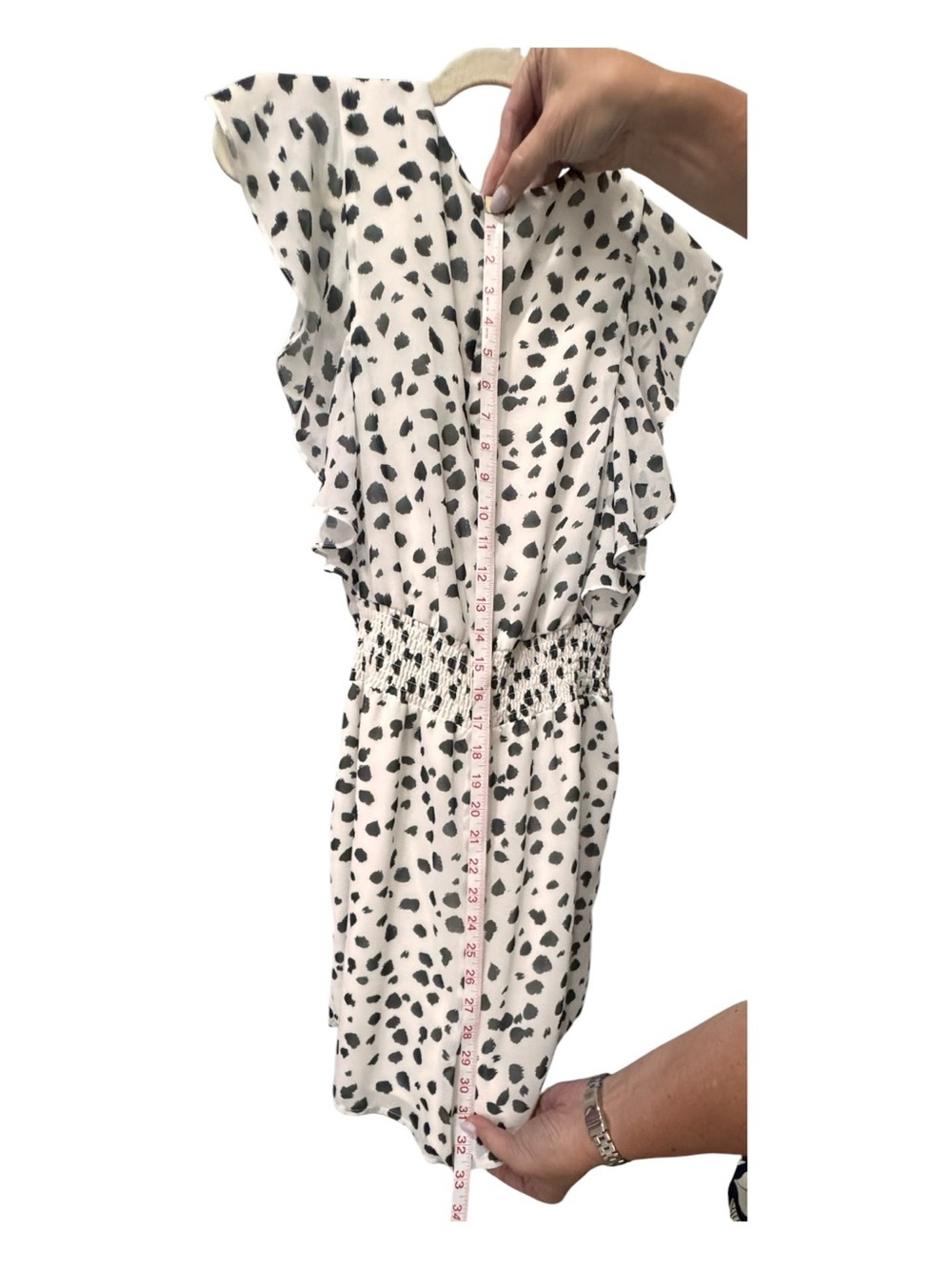 Hutch Anthropologie Black & White Spotted Ruffle Sleeve Dress Size Small - Picture 5 of 7